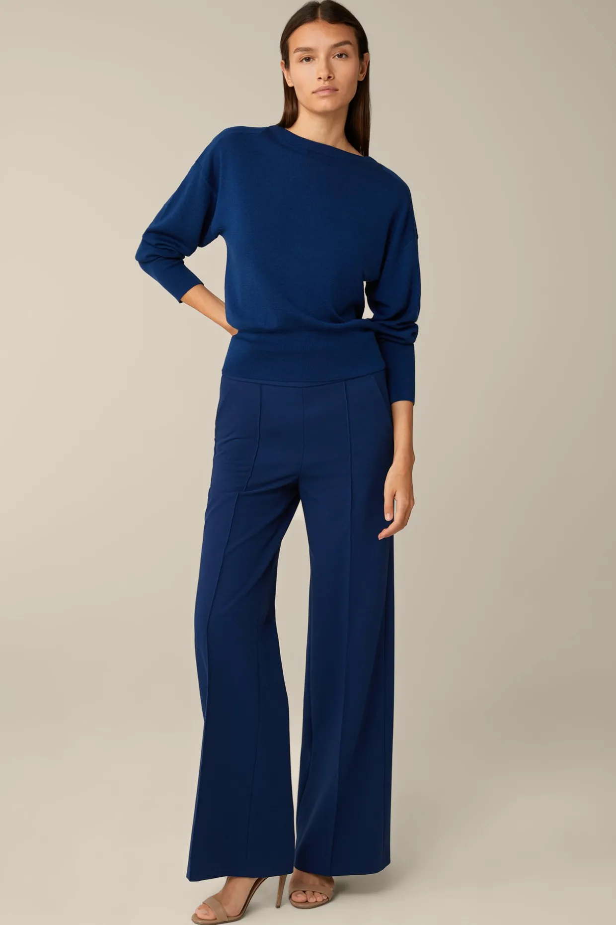 Schurwoll-Ripp-Strick-Pullover Mit Seide In