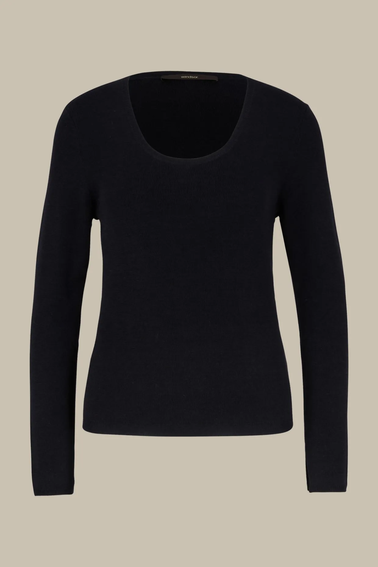 Schurwoll-Ripp-Strick-Pullover Mit Seide In