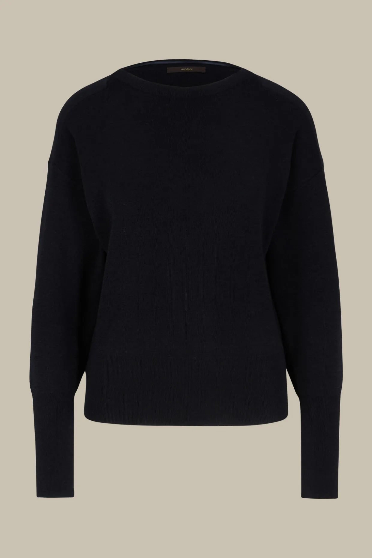 Schurwoll-Ripp-Strick-Pullover Mit Seide In