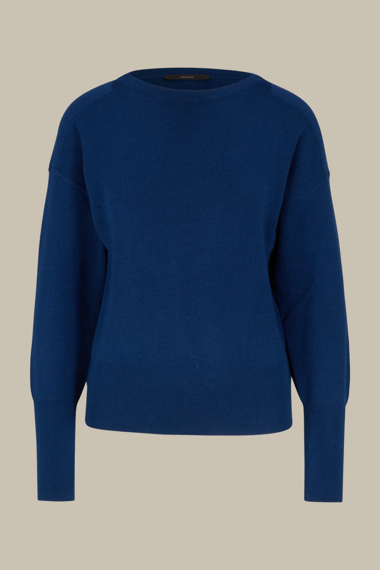 Schurwoll-Ripp-Strick-Pullover Mit Seide In