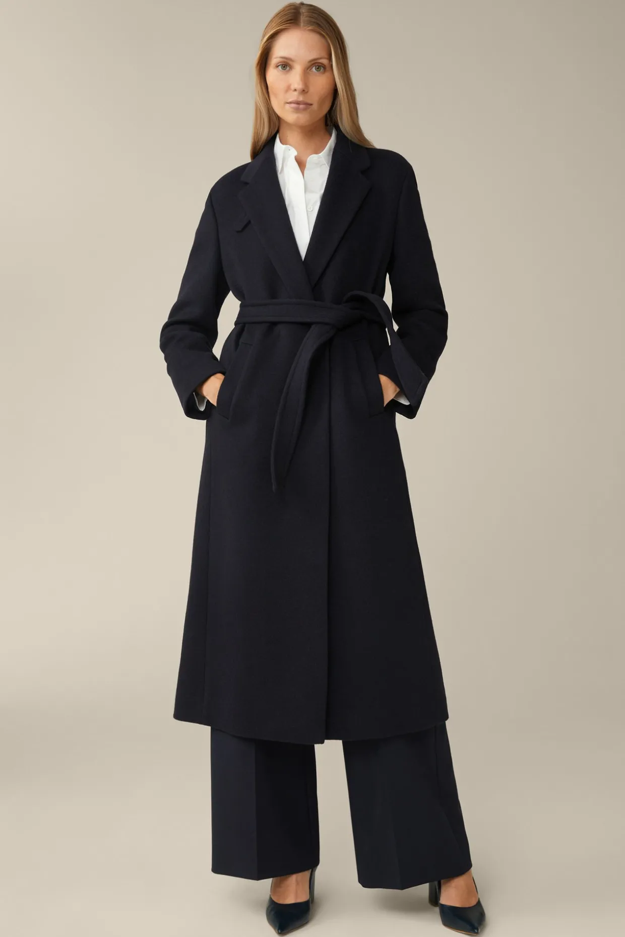 Schurwoll-Roben-Mantel Mit Cashmere In