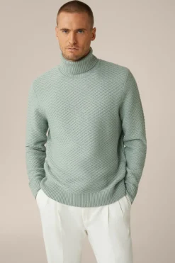 Schurwoll-Rollkragen-Pullover Amilo Mit Cashmere In Strukturiert