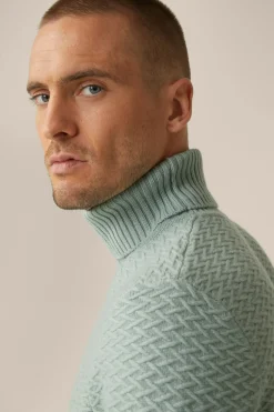 Schurwoll-Rollkragen-Pullover Amilo Mit Cashmere In Strukturiert