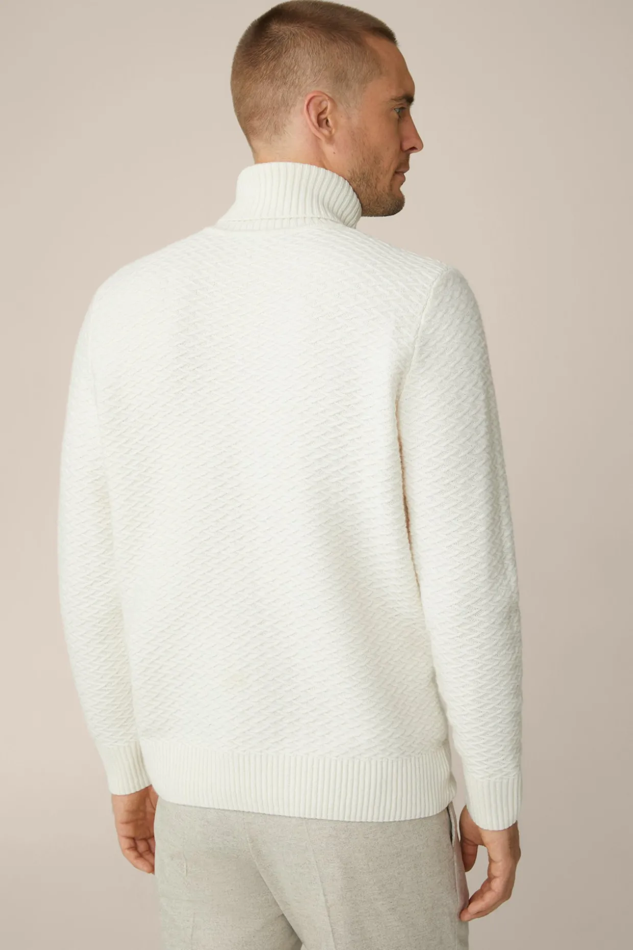 Schurwoll-Rollkragen-Pullover Amilo Mit Cashmere In Strukturiert