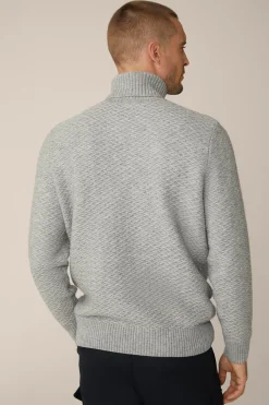 Schurwoll-Rollkragen-Pullover Amilo Mit Cashmere In Strukturiert