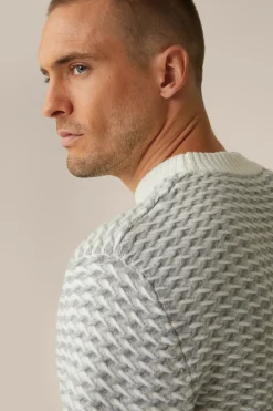 Schurwoll-Rundhals-Pullover Amilo Mit Cashmere In Strukturiert