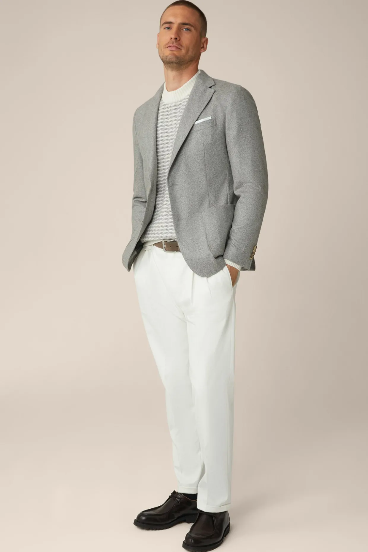 Schurwoll-Rundhals-Pullover Amilo Mit Cashmere In Strukturiert