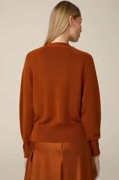 Schurwoll-Seidenmix-Cardigan In Kupfer