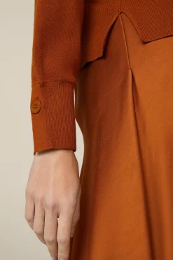 Schurwoll-Seidenmix-Cardigan In Kupfer
