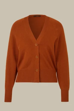 Schurwoll-Seidenmix-Cardigan In Kupfer