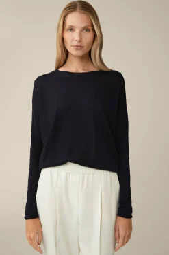 Schurwoll-Seidenmix-Pullover In