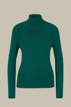 Schurwoll-Seidenmix-Rollkragen-Pullover In