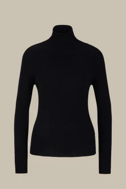 Schurwoll-Seidenmix-Rollkragen-Pullover In