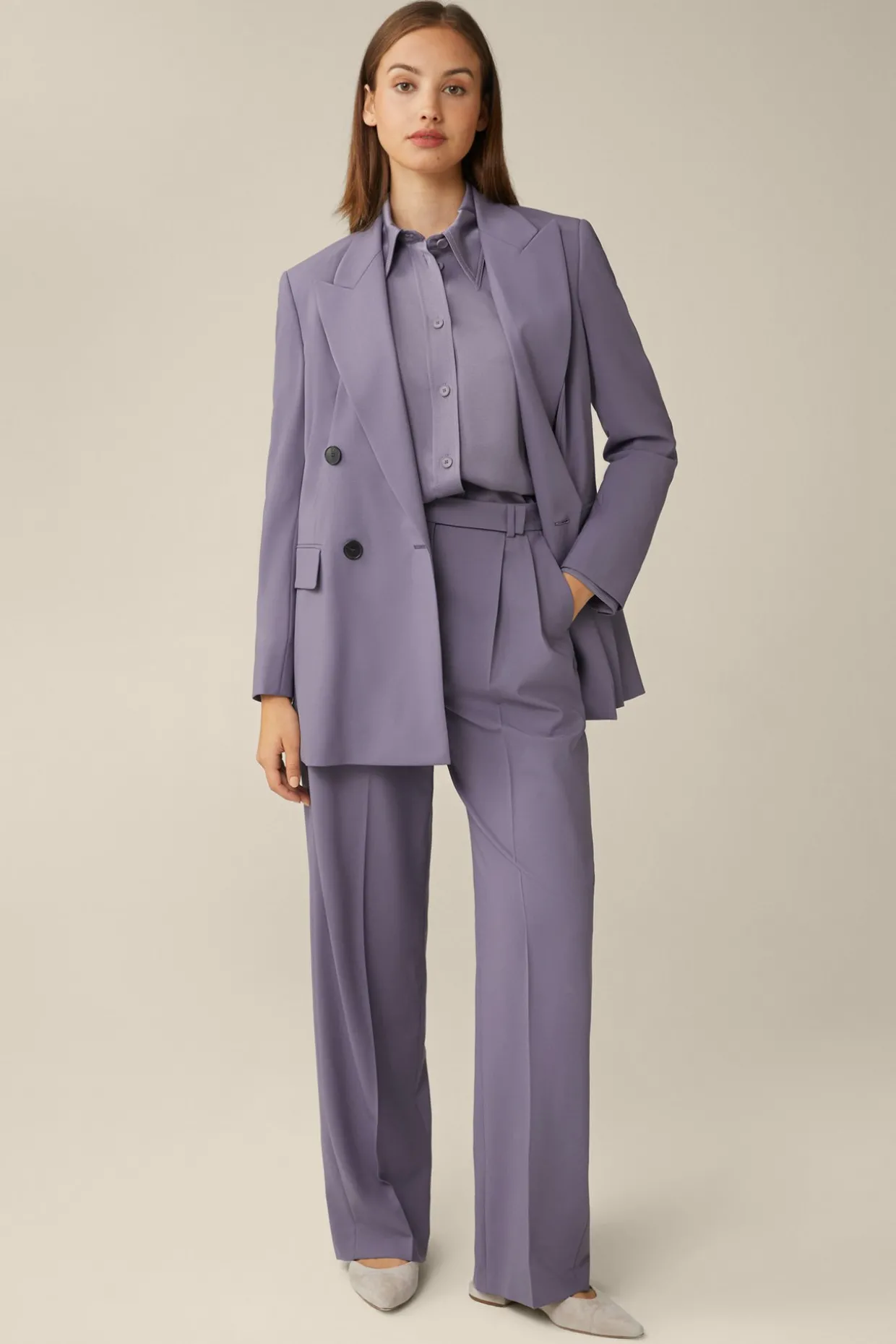 Schurwollstretch-Doppelreiher-Blazer In