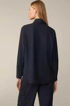 Schurwollstretch-Hemdbluse In