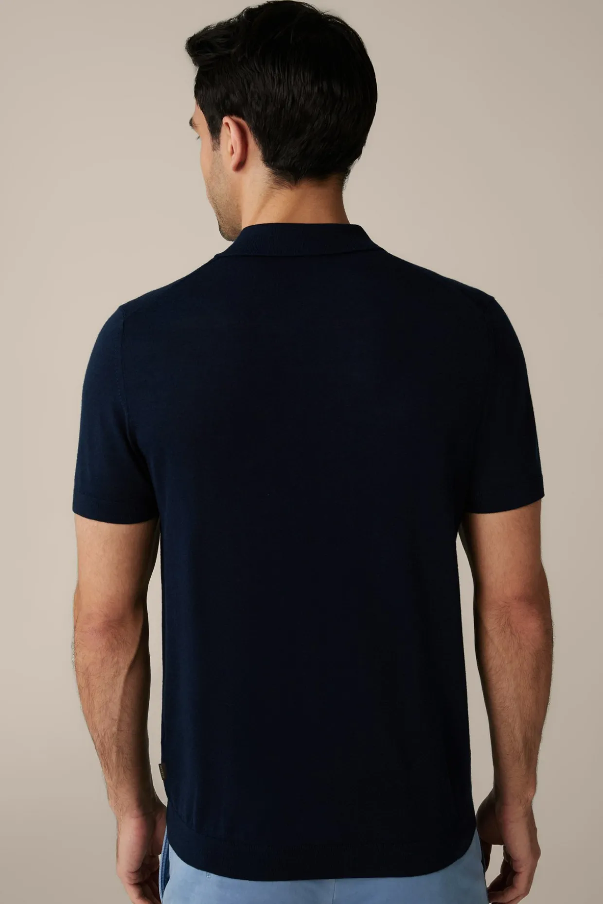 Schurwoll-Strick-Polo-Shirt Mit Seide Und Cashmere In