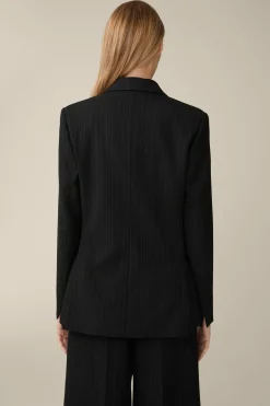 Schurwoll-Twill-Doppelreiher-Blazer Mit Nadelstreifen In