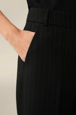 Schurwoll-Twill-Palazzo-Hose Mit Nadelstreifen In