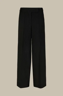 Schurwoll-Twill-Palazzo-Hose Mit Nadelstreifen In
