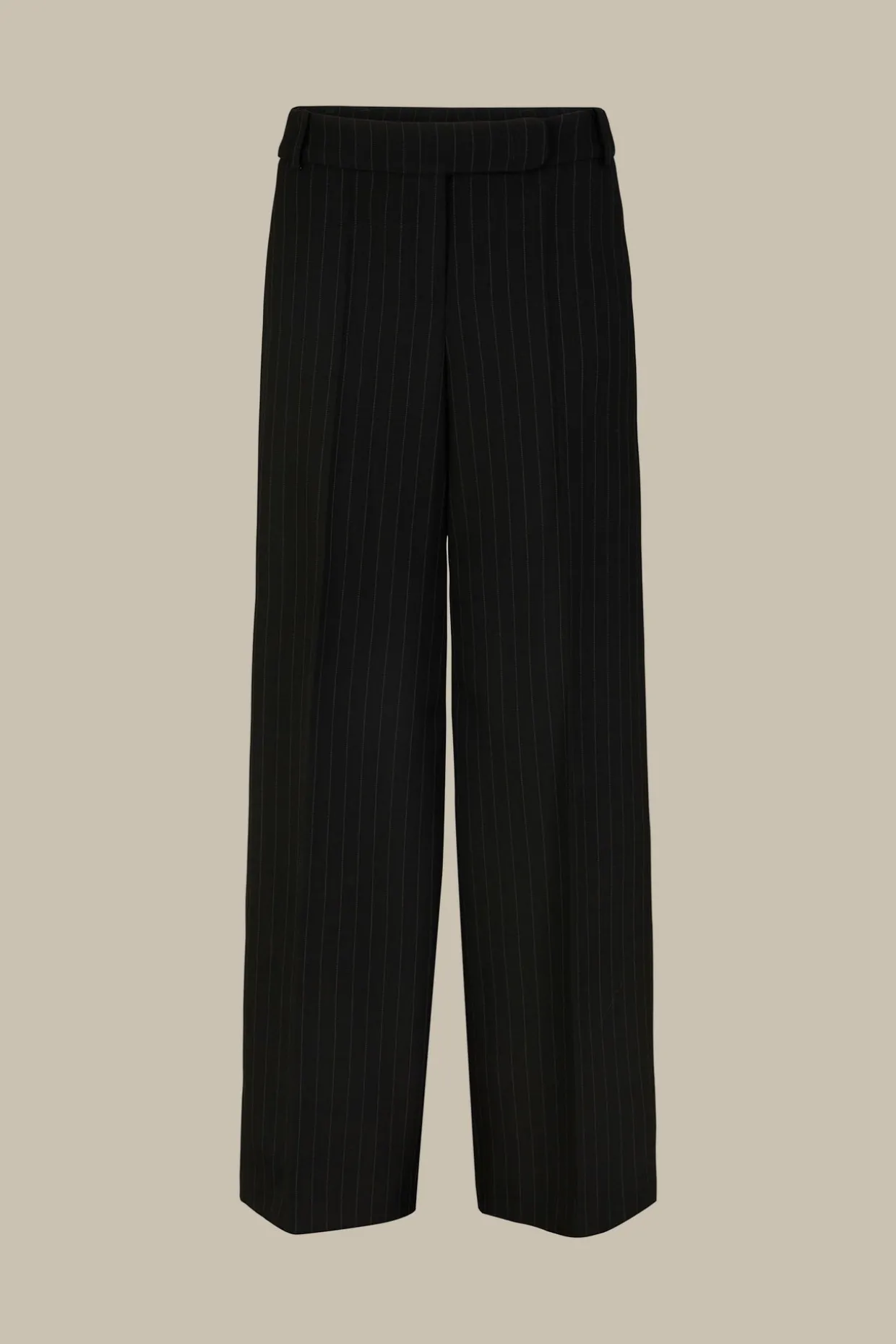 Schurwoll-Twill-Palazzo-Hose Mit Nadelstreifen In