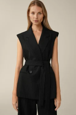 Schurwoll-Twill-Weste Mit Nadelstreifen In