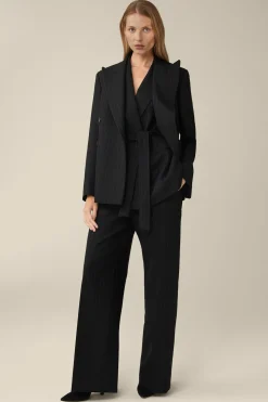 Schurwoll-Twill-Weste Mit Nadelstreifen In
