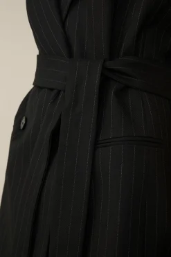 Schurwoll-Twill-Weste Mit Nadelstreifen In