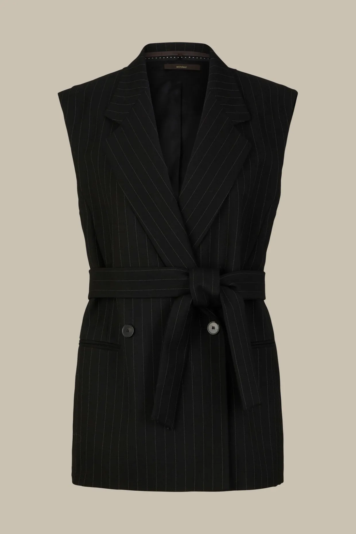 Schurwoll-Twill-Weste Mit Nadelstreifen In