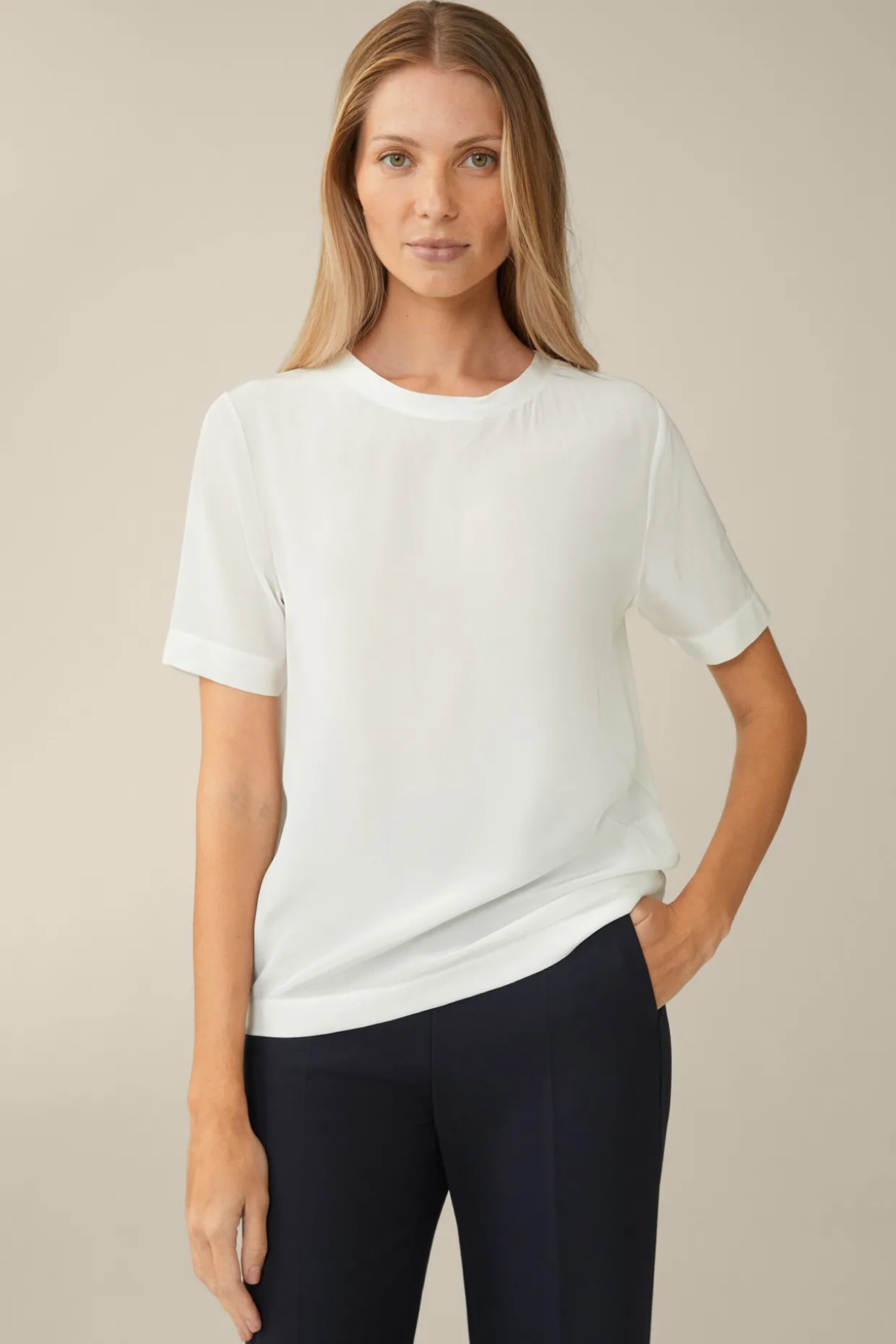Seiden-Kurzarm-Shirt In