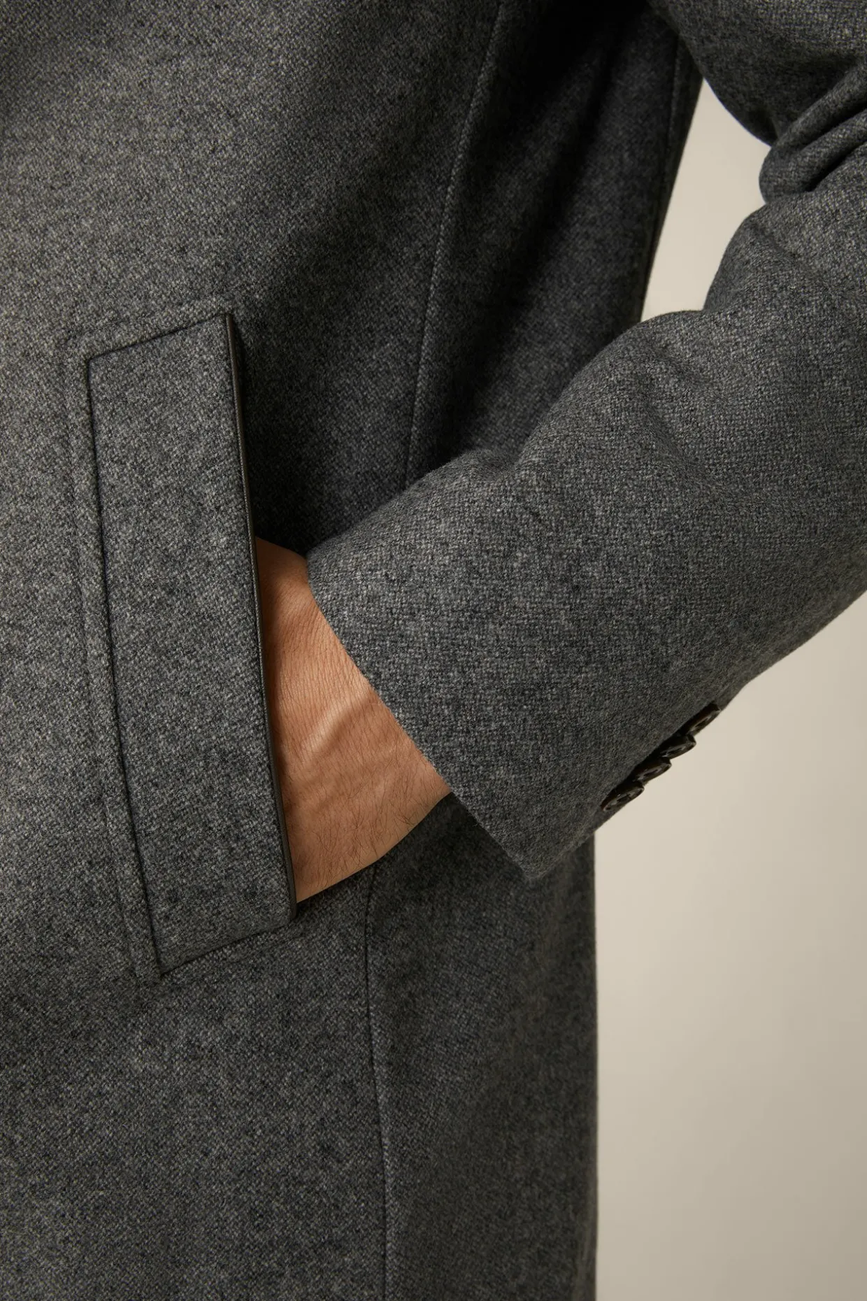 Stehkragen-Mantel Rivano Mit Cashmere Und Lammfellkragen In Grau Meliert