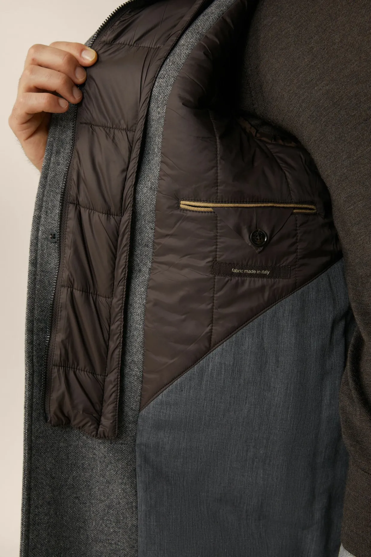 Stehkragen-Mantel Rivano Mit Cashmere Und Lammfellkragen In Grau Meliert