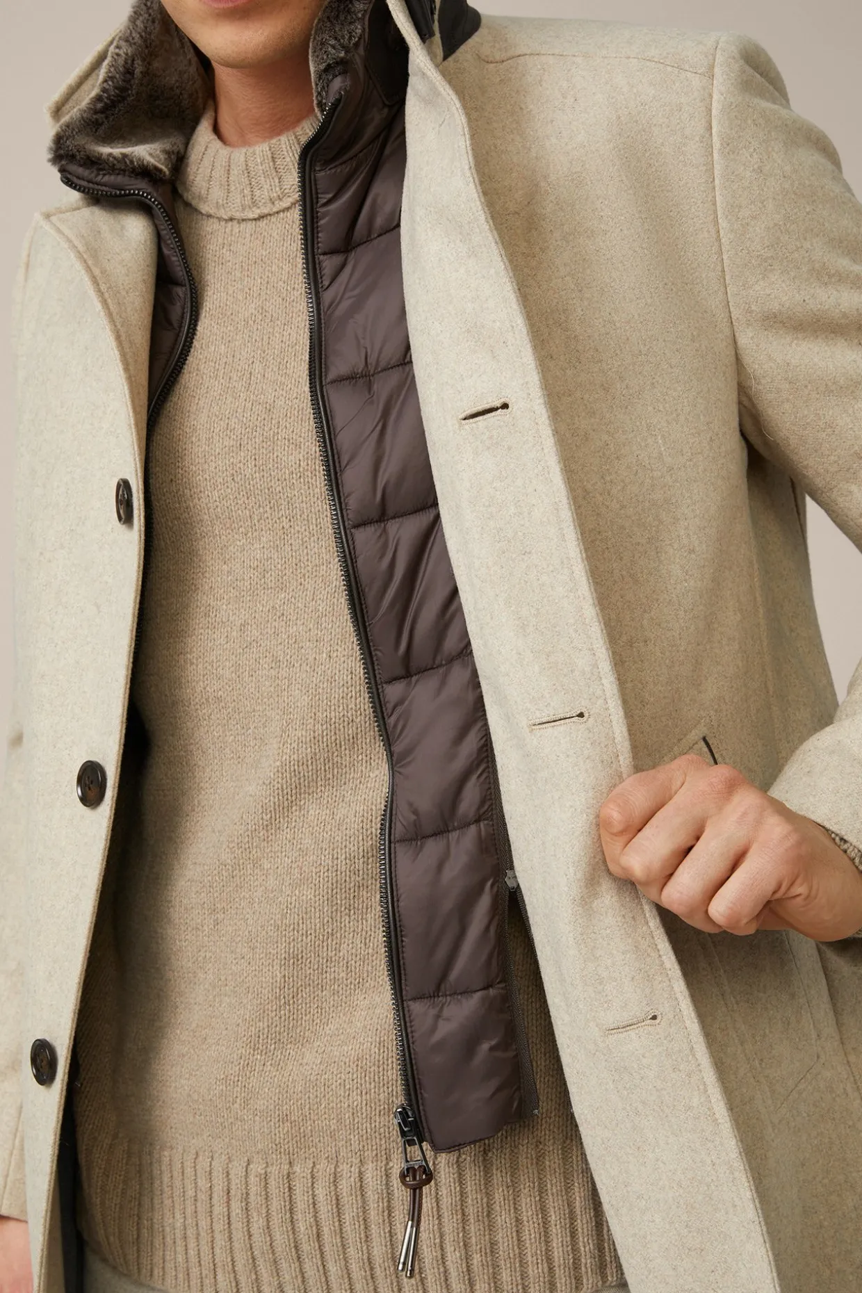 Stehkragen-Mantel Rivano Mit Cashmere Und Lammfellkragen In