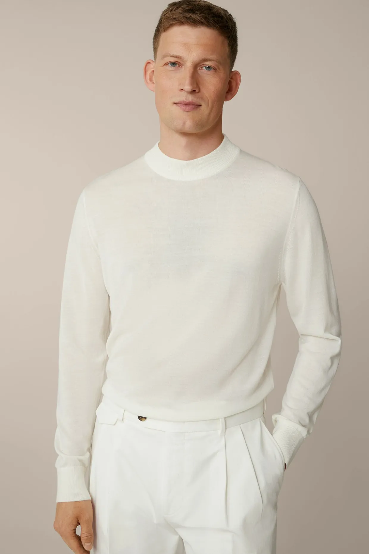 Strick-Stehkragen-Pullover Nando Mit Seide Und Cashmere In