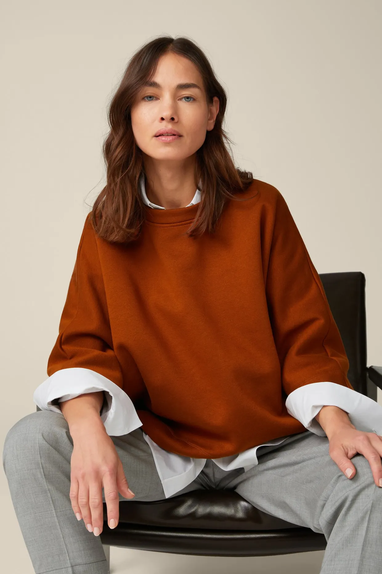 Sweat-Pullover, Oversized, In Kupfer