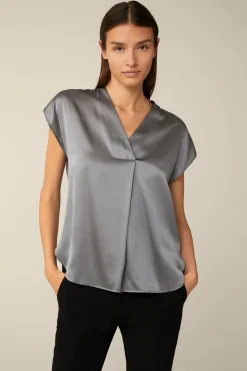Tencel-Baumwoll-Top Mit Satin Vorderseite In
