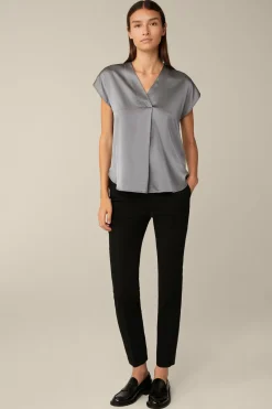Tencel-Baumwoll-Top Mit Satin Vorderseite In