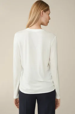 Tencel-Langarm-Shirt Mit Satin Vorderseite In