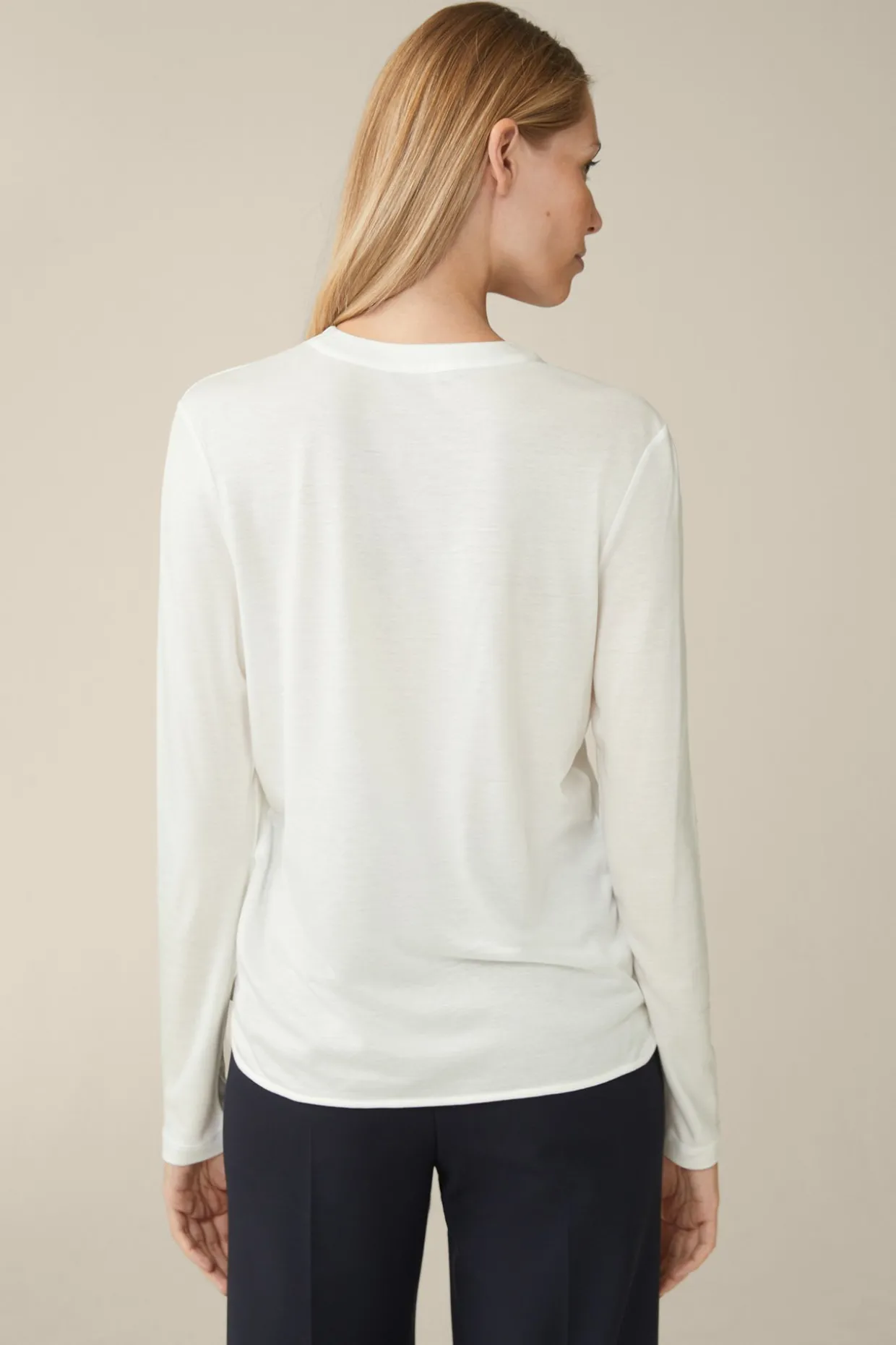 Tencel-Langarm-Shirt Mit Satin Vorderseite In