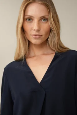 Tencel-Langarm-Shirt Mit Satin Vorderseite In