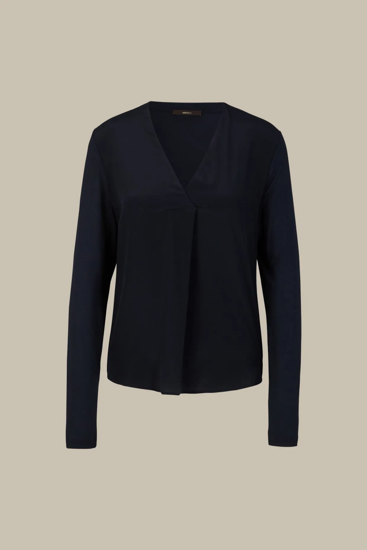 Tencel-Langarm-Shirt Mit Satin Vorderseite In