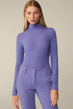 Tencel-Wollstretch-Rollkragen-Shirt In