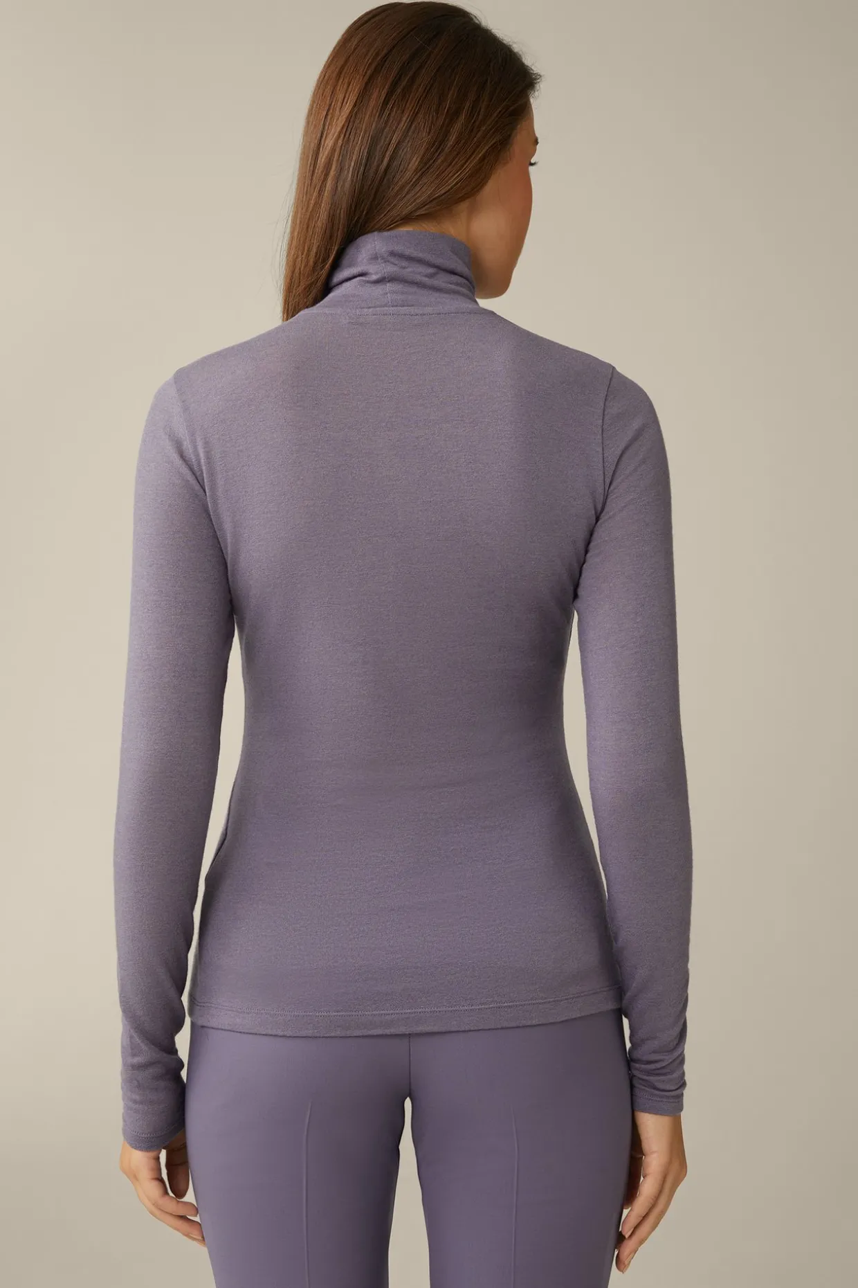 Tencel-Wollstretch-Rollkragen-Shirt In