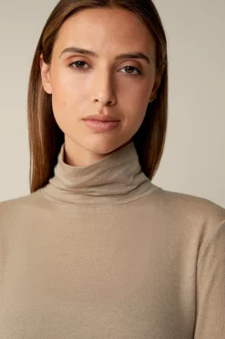 Tencel-Wollstretch-Rollkragen-Shirt In