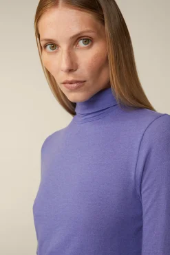 Tencel-Wollstretch-Rollkragen-Shirt In
