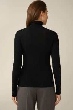 Tencel-Wollstretch-Rollkragen-Shirt In