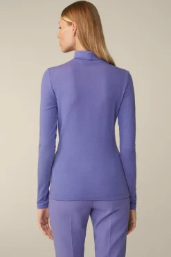 Tencel-Wollstretch-Rollkragen-Shirt In