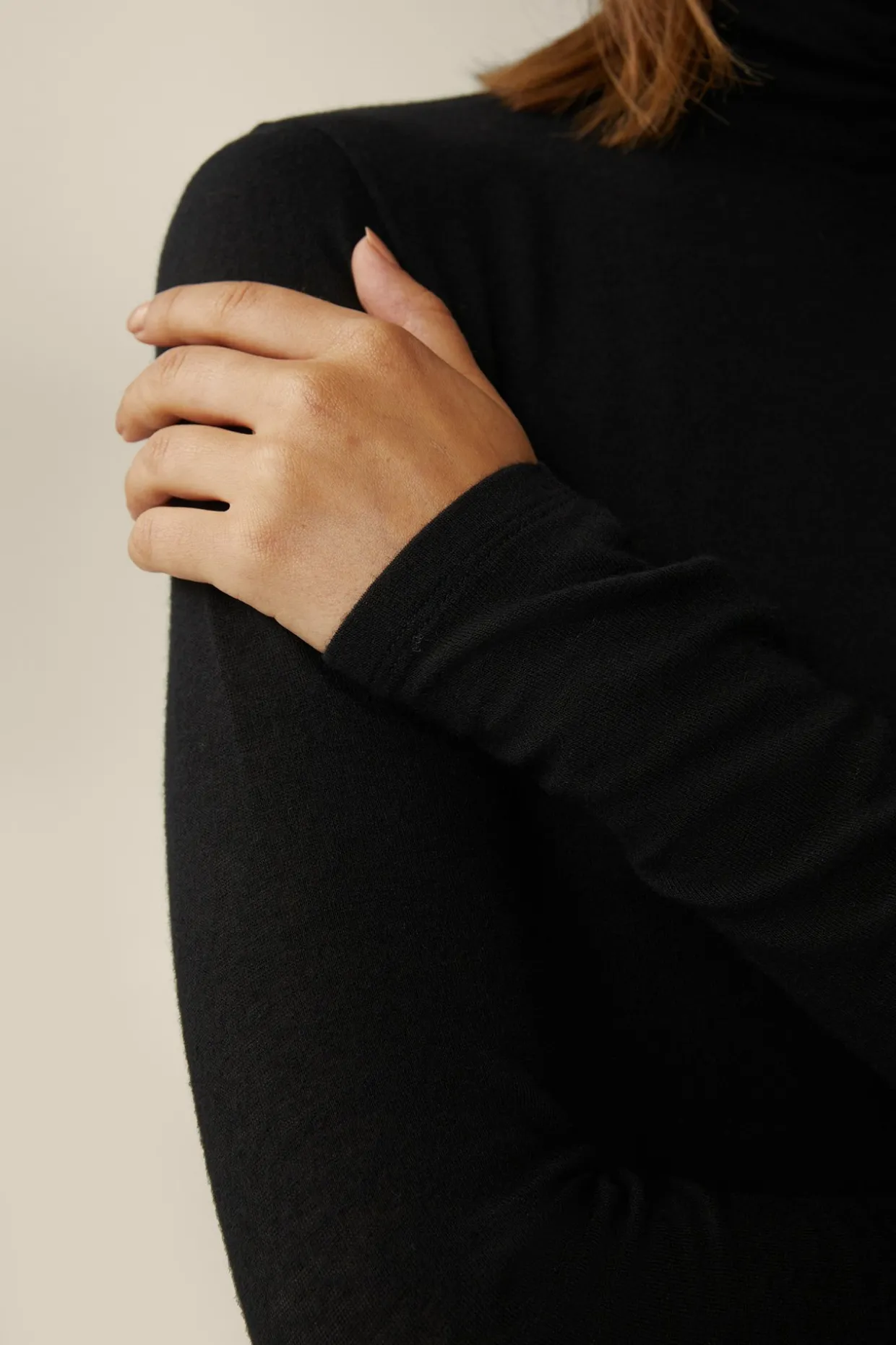 Tencel-Wollstretch-Rollkragen-Shirt In
