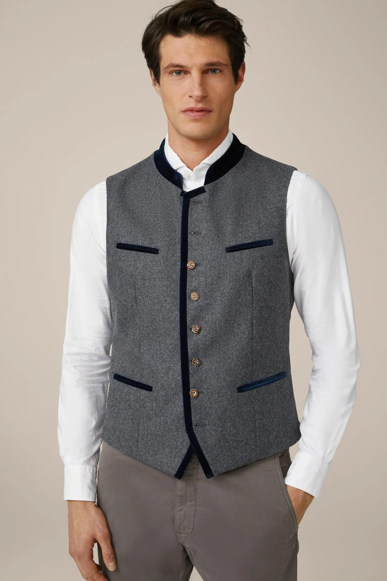 Trachten-Weste Au In Grau/Navy