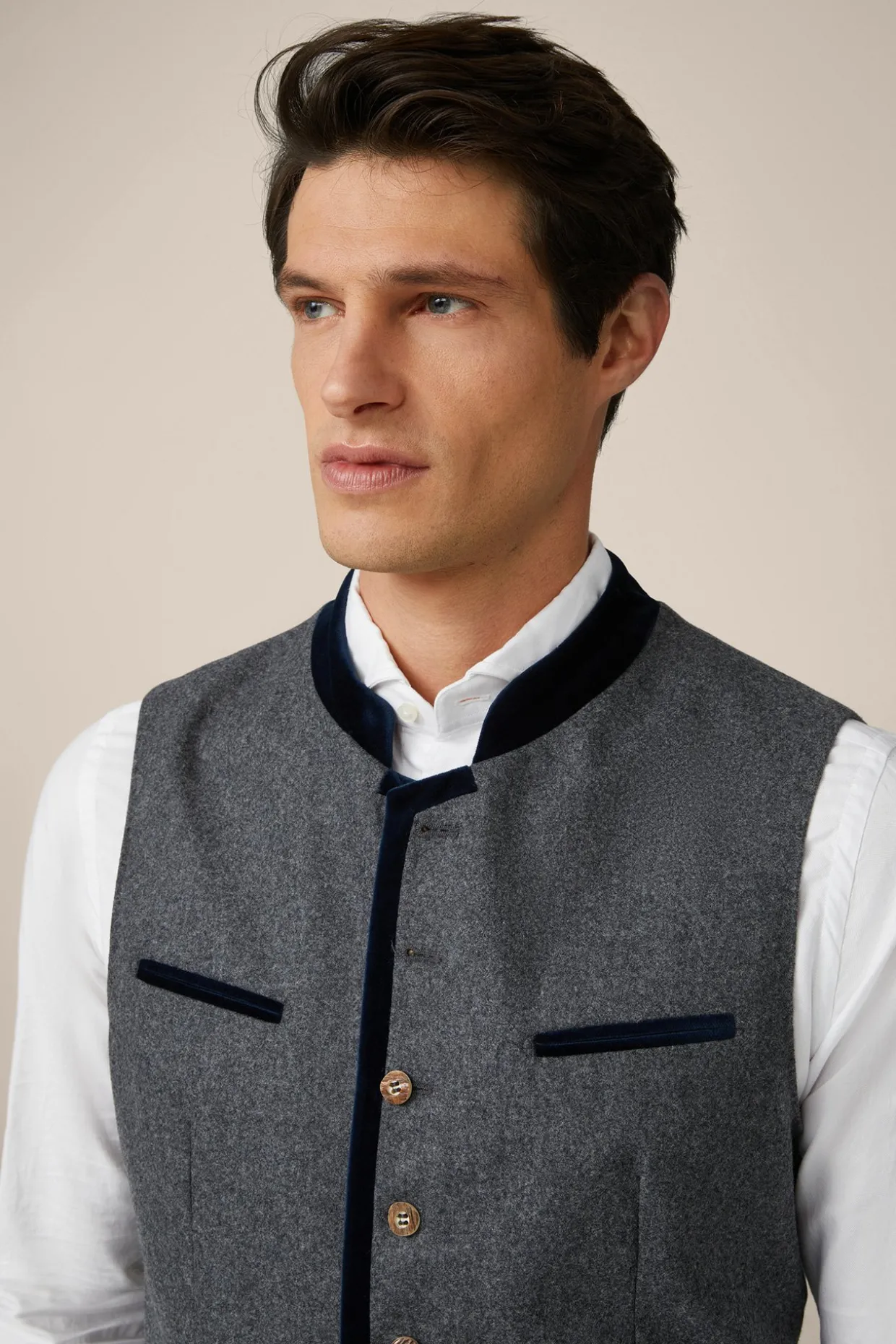 Trachten-Weste Au In Grau/Navy