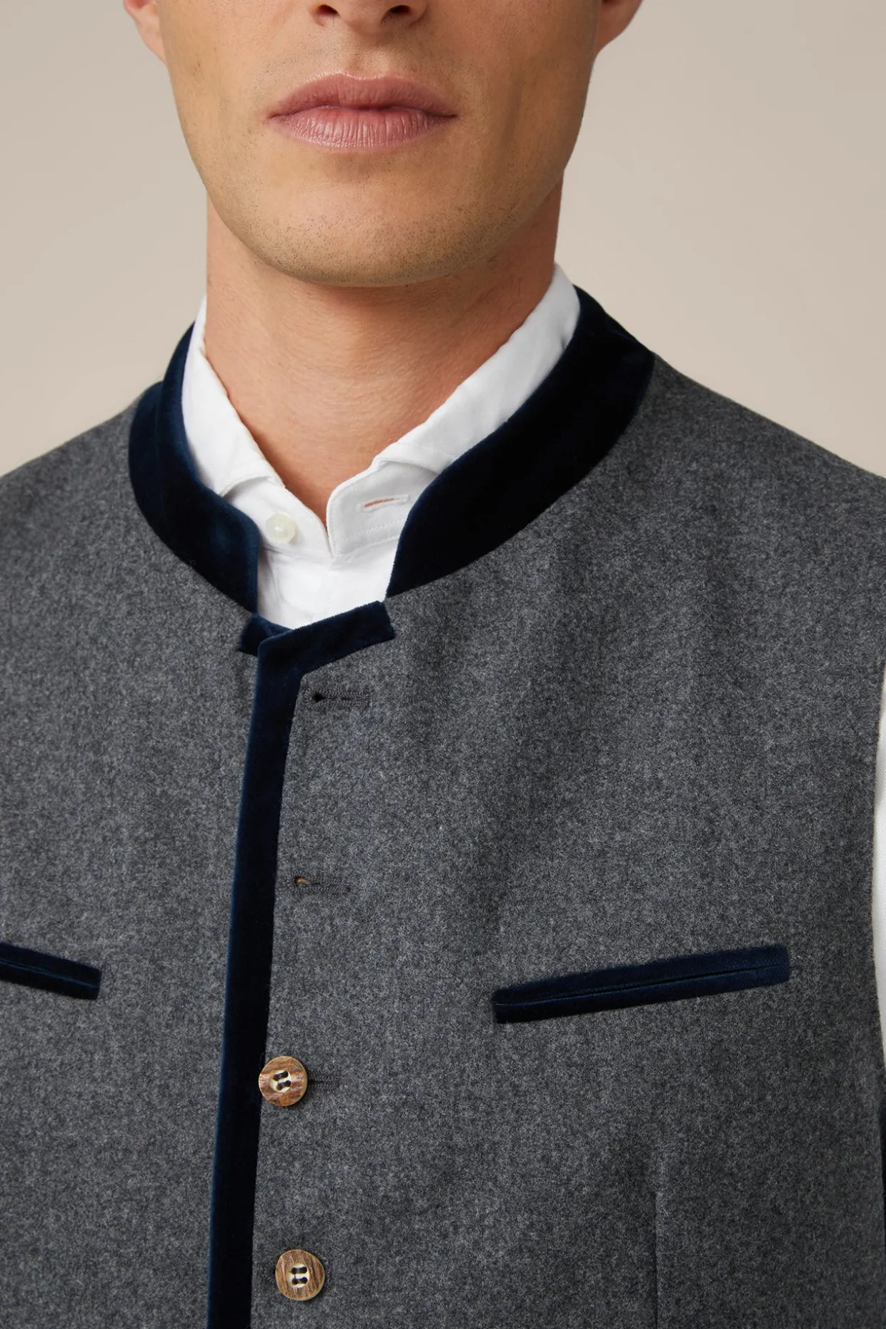Trachten-Weste Au In Grau/Navy